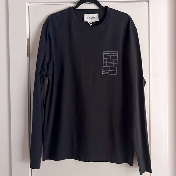 NWT. FRAME Research & Development Long Sleeve Tee Shirt in Noir Black Size Large - Picture 7 of 13